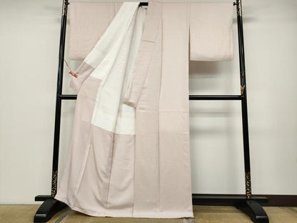平和屋着物●上質な色無地　草花地紋　薄桜色　正絹　逸品　CABA1907ut