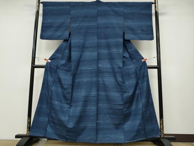 平和屋着物●上質な紬　横段文　正絹　逸品　CABA1910ut
