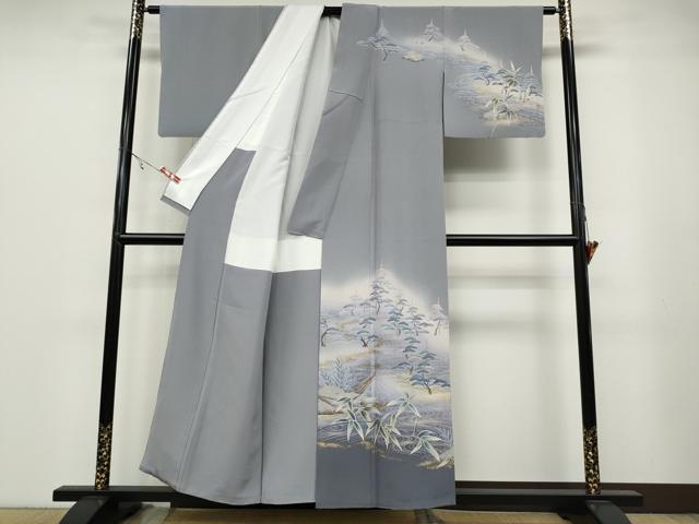平和屋着物●訪問着 作家物 船流水草木文 暈し染め 金彩 正絹 逸品 CABA1911ut