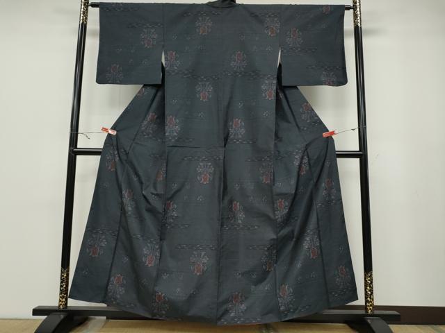 平和屋着物●本場大島紬 吉祥花文 正絹 逸品 CABA1913ut