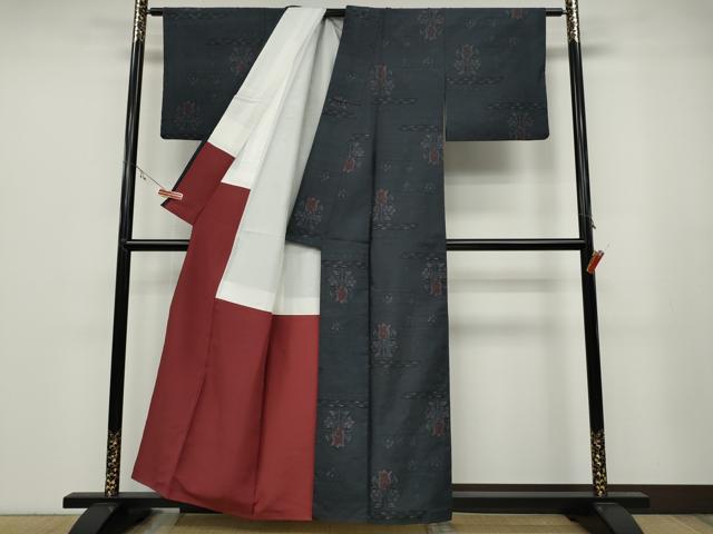 平和屋着物●本場大島紬 吉祥花文 正絹 逸品 CABA1913ut