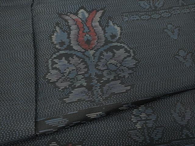 平和屋着物●本場大島紬 吉祥花文 正絹 逸品 CABA1913ut