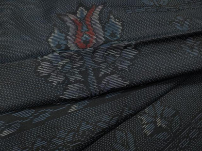 平和屋着物●本場大島紬 吉祥花文 正絹 逸品 CABA1913ut