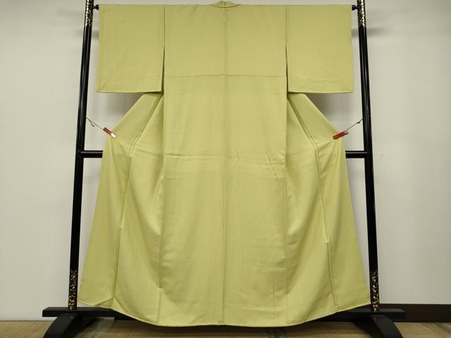 平和屋着物●上質な色無地　霞地紋　枯草色　正絹　逸品　CABA1915ut