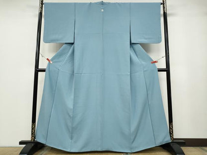 平和屋着物●上質な色無地　作家物　霞地紋　勿忘草色　正絹　逸品　CABA1916ut