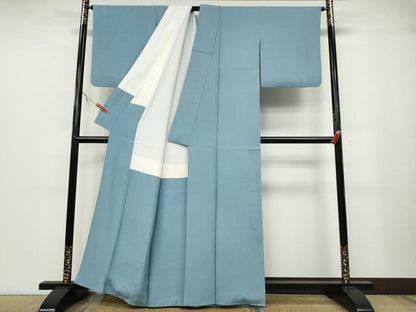 平和屋着物●上質な色無地　作家物　霞地紋　勿忘草色　正絹　逸品　CABA1916ut