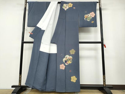 平和屋着物●訪問着　舞花文　金彩　鬼しぼ縮緬　正絹　逸品　CABA1917ut