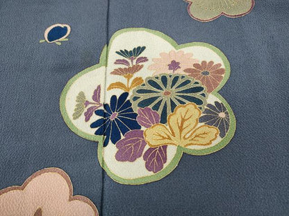 平和屋着物●訪問着　舞花文　金彩　鬼しぼ縮緬　正絹　逸品　CABA1917ut