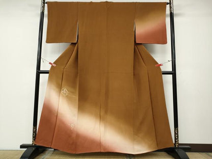 平和屋着物●訪問着 吉祥花文 暈し染め 金彩 鬼しぼ縮緬 正絹 逸品 CABA1936ut