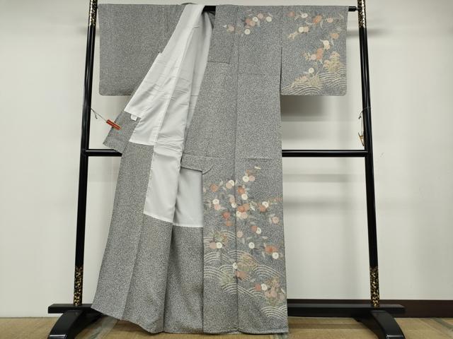 平和屋着物●訪問着　立波草花文　金彩　正絹　逸品　CABA1940ut