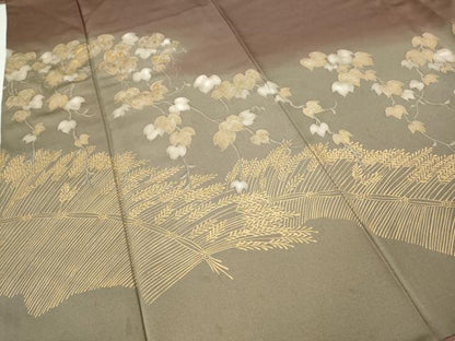 平和屋着物●訪問着　刺繍　蔦の葉文　暈し染め　金彩　正絹　逸品　CABA1946ut