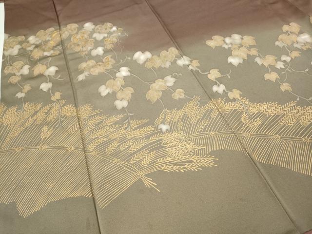 平和屋着物●訪問着　刺繍　蔦の葉文　暈し染め　金彩　正絹　逸品　CABA1946ut