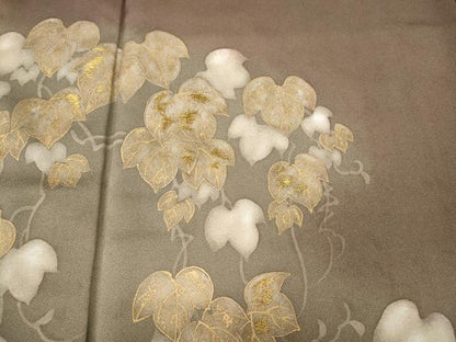 平和屋着物●訪問着　刺繍　蔦の葉文　暈し染め　金彩　正絹　逸品　CABA1946ut