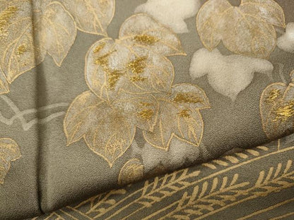 平和屋着物●訪問着　刺繍　蔦の葉文　暈し染め　金彩　正絹　逸品　CABA1946ut