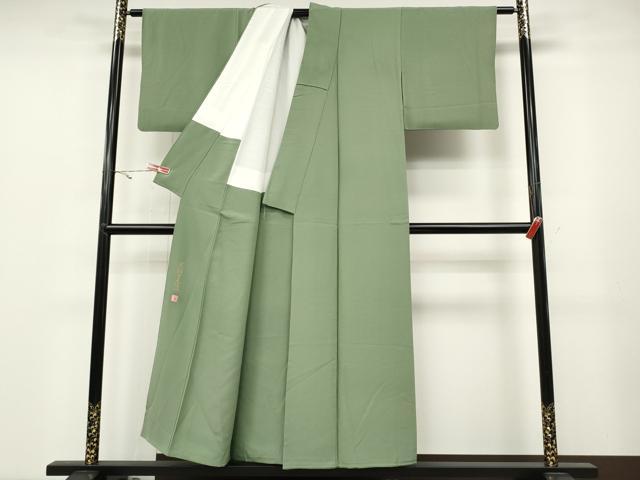 平和屋着物●上質な色無地　作家物　裏葉柳色　正絹　逸品　CABA1947ut