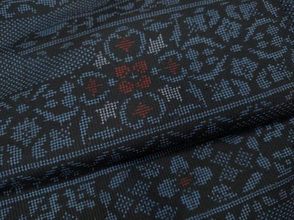 平和屋着物●本場大島紬　7マルキ　エ霞吉祥花文　正絹　逸品　CABA1948ut