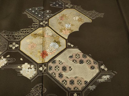 平和屋着物●訪問着　刺繍　蜀江吉祥花文　金彩　正絹　逸品　CABA1950ut