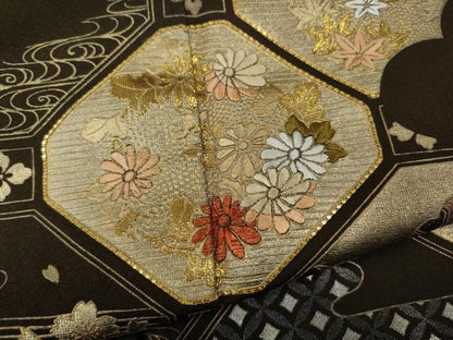平和屋着物●訪問着　刺繍　蜀江吉祥花文　金彩　正絹　逸品　CABA1950ut