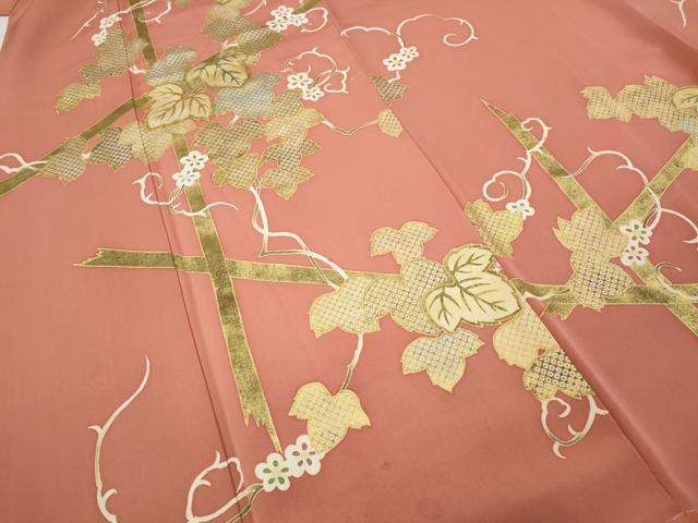 平和屋着物●訪問着 刺繍 蔦の葉花文 金彩 正絹 逸品 CABA1952ut