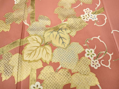 平和屋着物●訪問着 刺繍 蔦の葉花文 金彩 正絹 逸品 CABA1952ut