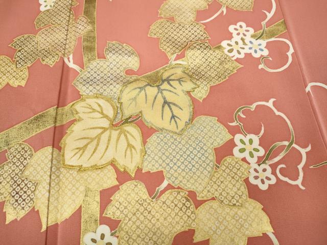 平和屋着物●訪問着 刺繍 蔦の葉花文 金彩 正絹 逸品 CABA1952ut