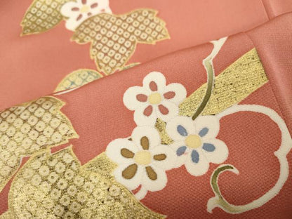 平和屋着物●訪問着 刺繍 蔦の葉花文 金彩 正絹 逸品 CABA1952ut