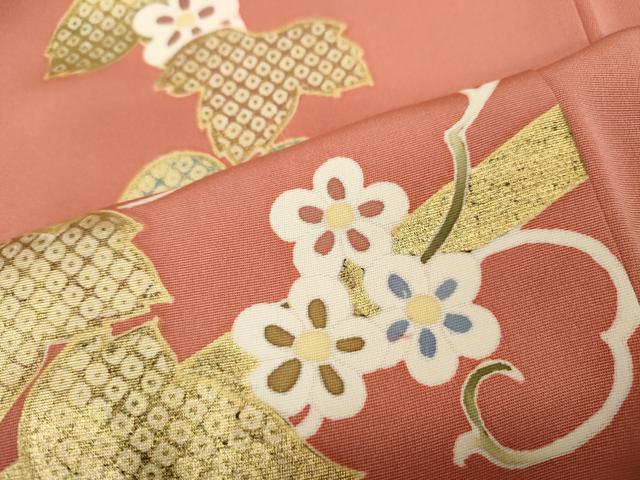 平和屋着物●訪問着 刺繍 蔦の葉花文 金彩 正絹 逸品 CABA1952ut