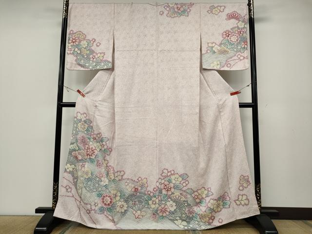 平和屋着物●名門　藤娘きぬたや　総絞り　訪問着　扇面松花文　正絹　逸品　CABA1969ut