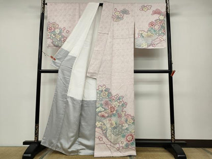 平和屋着物●名門　藤娘きぬたや　総絞り　訪問着　扇面松花文　正絹　逸品　CABA1969ut