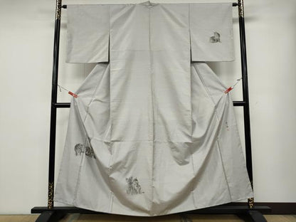 平和屋着物●訪問着 本場大島紬 作家物 手描き 遊ぶ猫 正絹 逸品 CABA1982ut