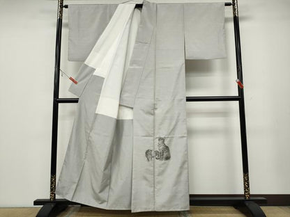 平和屋着物●訪問着 本場大島紬 作家物 手描き 遊ぶ猫 正絹 逸品 CABA1982ut