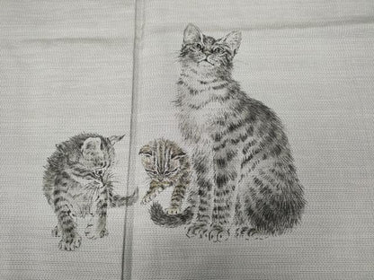 平和屋着物●訪問着 本場大島紬 作家物 手描き 遊ぶ猫 正絹 逸品 CABA1982ut