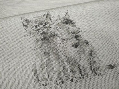 平和屋着物●訪問着 本場大島紬 作家物 手描き 遊ぶ猫 正絹 逸品 CABA1982ut