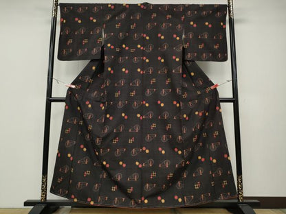 平和屋着物●上質な紬 糸巻き文 正絹 逸品 未使用 CABA1993ut