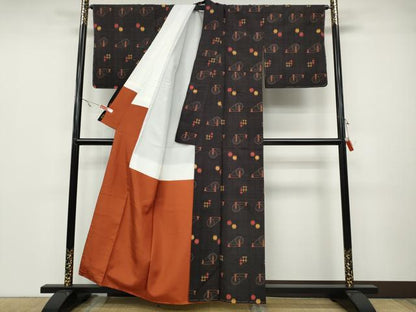 平和屋着物●上質な紬 糸巻き文 正絹 逸品 未使用 CABA1993ut