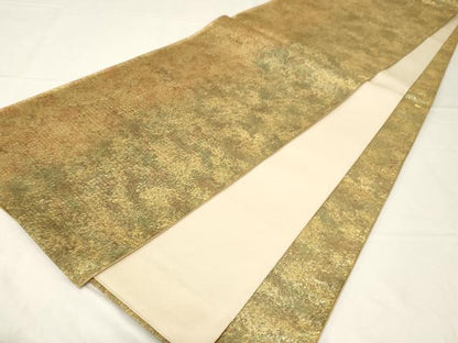 平和屋着物▼全通柄袋帯　霞文　金糸　正絹　逸品　CABA2018dy