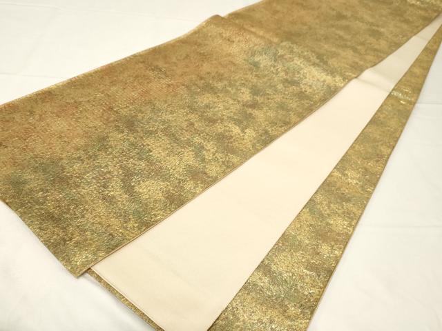 平和屋着物▼全通柄袋帯　霞文　金糸　正絹　逸品　CABA2018dy