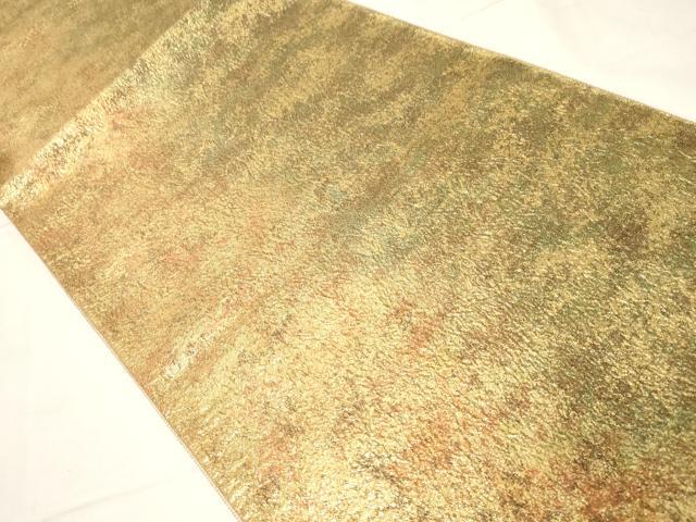 平和屋着物▼全通柄袋帯　霞文　金糸　正絹　逸品　CABA2018dy