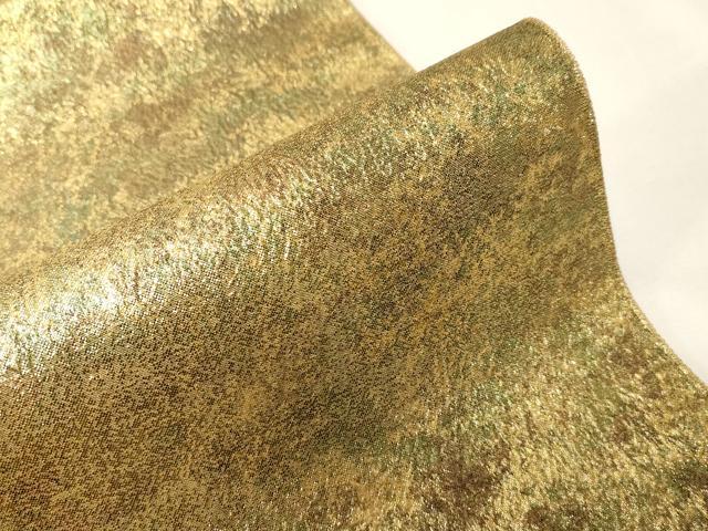 平和屋着物▼全通柄袋帯　霞文　金糸　正絹　逸品　CABA2018dy