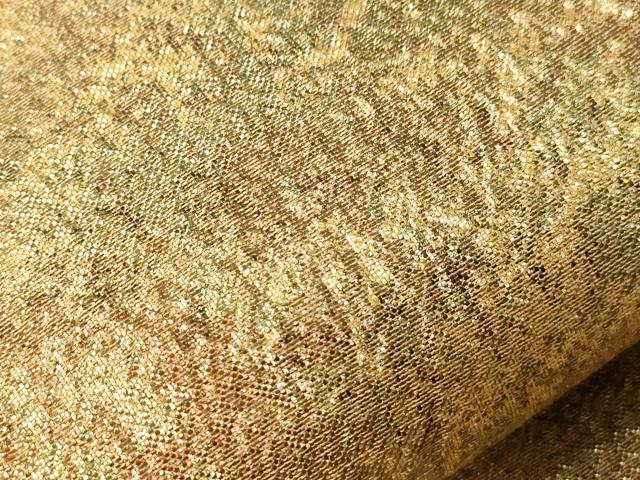 平和屋着物▼全通柄袋帯　霞文　金糸　正絹　逸品　CABA2018dy