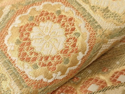 平和屋着物▼六通柄袋帯　嵯峨野　名物裂　金糸　正絹　逸品　CABA2056dy