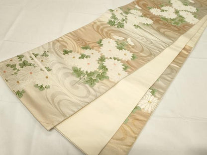 平和屋着物◎六通柄袋帯　唐織　流水草花文　金銀糸　正絹　逸品　CABA2096dy