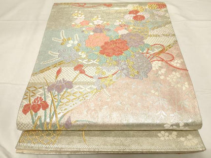 平和屋着物◎六通柄袋帯　花籠文　金銀糸　正絹　逸品　CABA2103dy