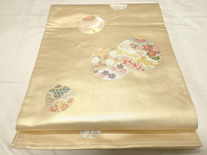 平和屋着物◎六通柄袋帯　鈴　草花文　金銀糸　引箔　正絹　逸品　CABA2104dy