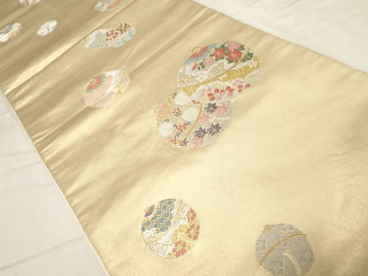 平和屋着物◎六通柄袋帯　鈴　草花文　金銀糸　引箔　正絹　逸品　CABA2104dy