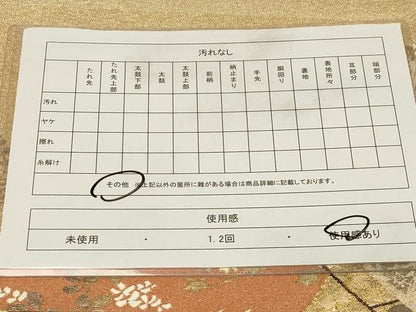 平和屋着物◎綴れ　太鼓柄袋帯　冊子草花文　金糸　正絹　逸品　CABA2105dy