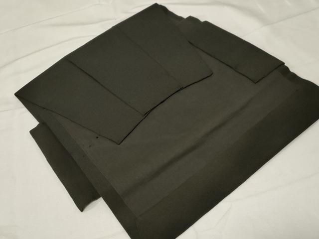 平和屋着物●つけ帯　手描き　草花文　黒地　金彩　正絹　逸品　CABA2168dy