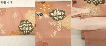平和屋着物●つけ帯　唐織　舞花文　金糸　正絹　逸品　CABA2172dy