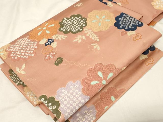 平和屋着物●つけ帯　唐織　舞花文　金糸　正絹　逸品　CABA2172dy