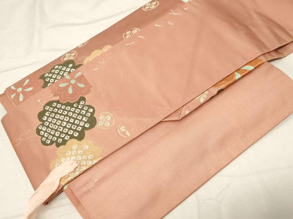 平和屋着物●つけ帯　唐織　舞花文　金糸　正絹　逸品　CABA2172dy